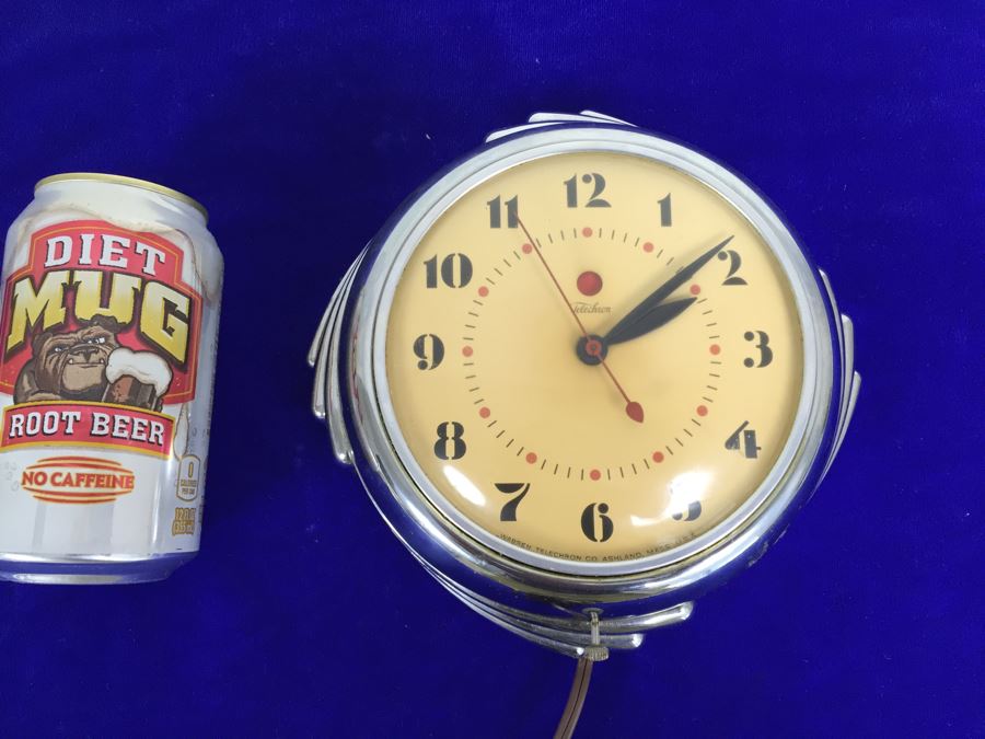 Stunning Chrome Art Deco Warren Techron Electric Wall Clock Working In Great Condition [Photo 4]