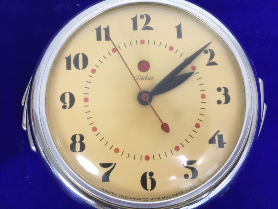 Stunning Chrome Art Deco Warren Techron Electric Wall Clock Working In Great Condition [Photo 7]