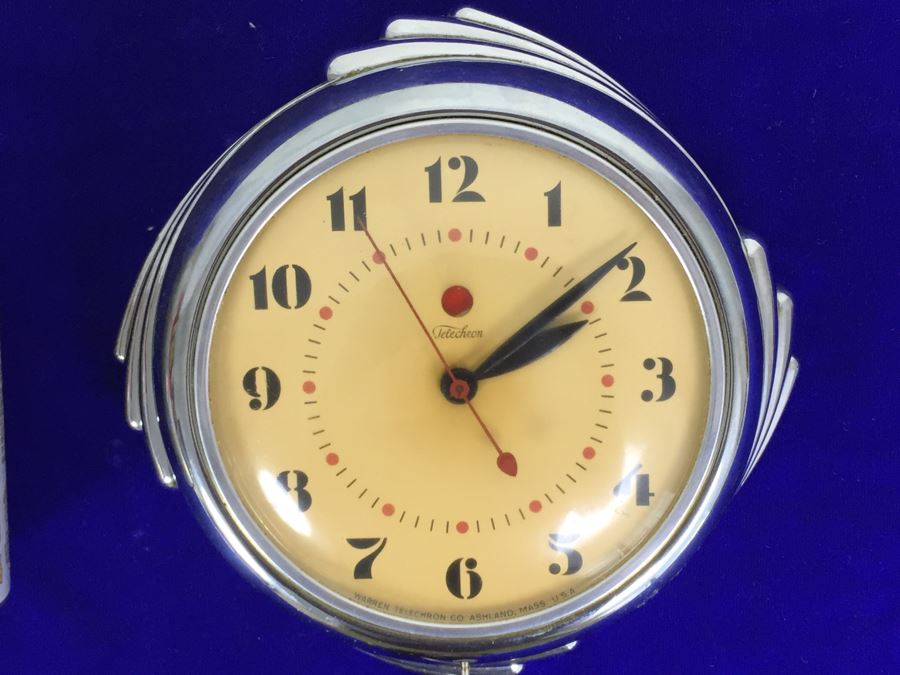 Stunning Chrome Art Deco Warren Techron Electric Wall Clock Working In Great Condition [Photo 2]