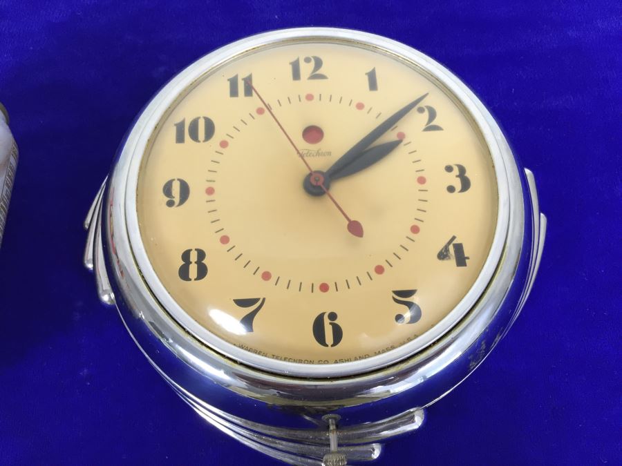 Stunning Chrome Art Deco Warren Techron Electric Wall Clock Working In Great Condition [Photo 6]