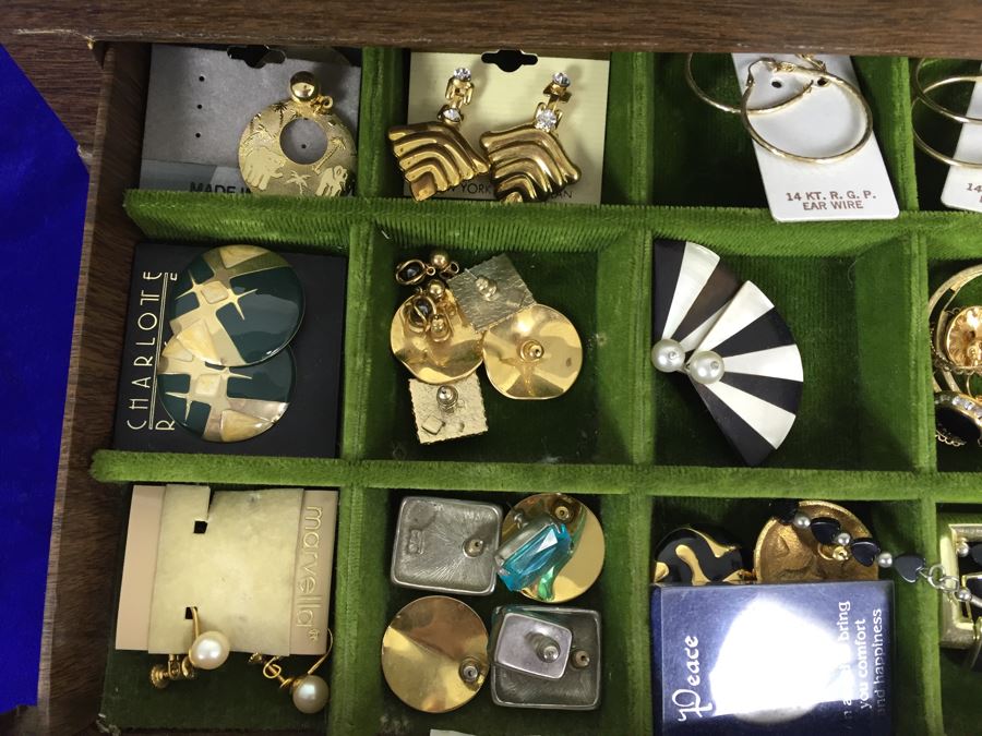 Vintage Tabletop Jewelry Box With 2-Drawers Filled With Costume Jewelry [Photo 13]