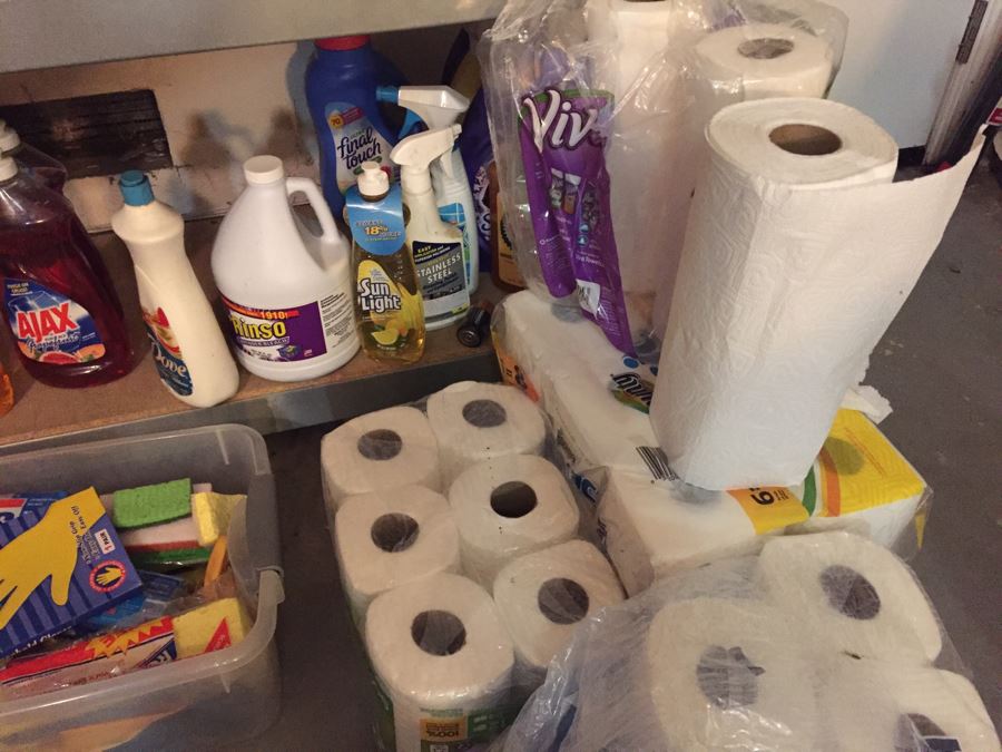 Huge Cleaning Supply Lot Mostly New With Metal Shelving [Photo 9]