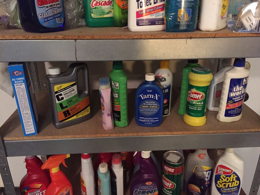 Huge Cleaning Supply Lot Mostly New With Metal Shelving [Photo 6]