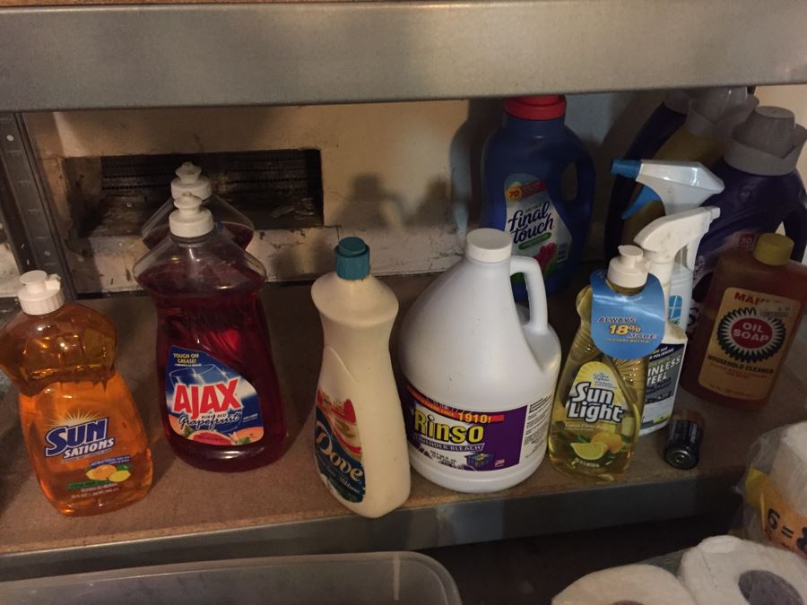 Huge Cleaning Supply Lot Mostly New With Metal Shelving [Photo 7]