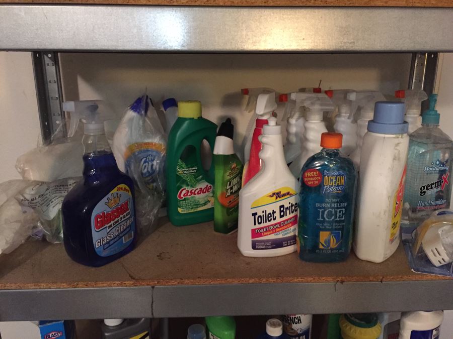 Huge Cleaning Supply Lot Mostly New With Metal Shelving [Photo 5]