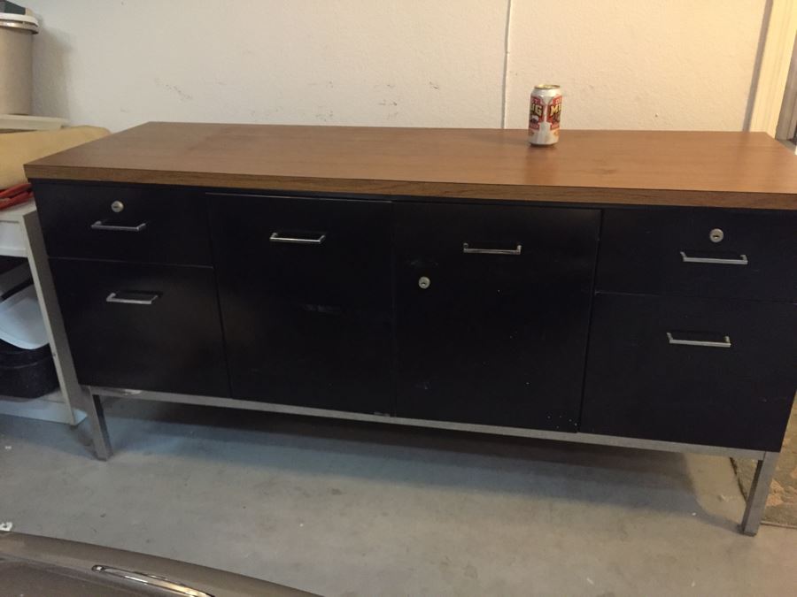 Metal Steelcase Office Credenza With Chrome Legs Modernist