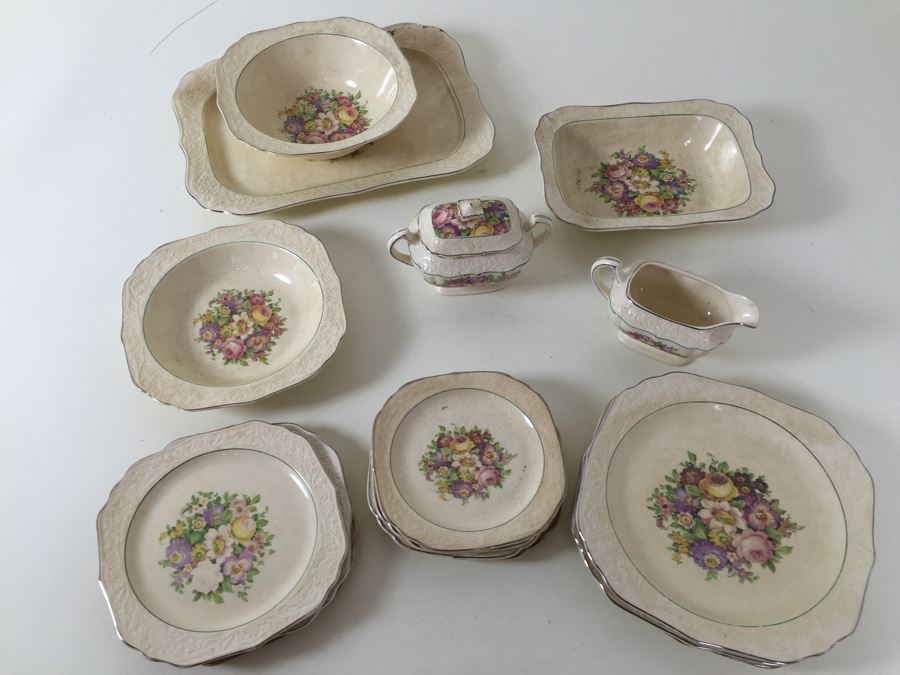 Antique China Set By The Edwin M. Knowles Cameo Pattern