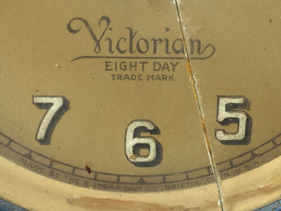Vintage Victorian Metal Eight Day E. Ingraham Co Bristol, Conn Clock [Photo 2]