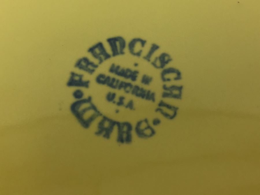 Franciscan Ware Covered Cups With Plate Note Orange Lid Has Minor Chips [Photo 12]