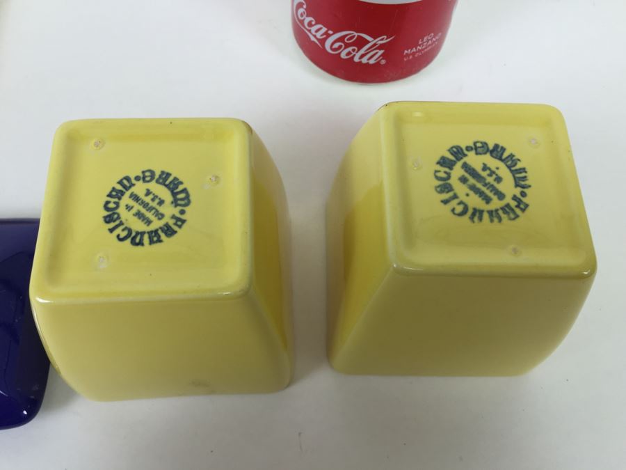 Franciscan Ware Covered Cups With Plate Note Orange Lid Has Minor Chips [Photo 3]