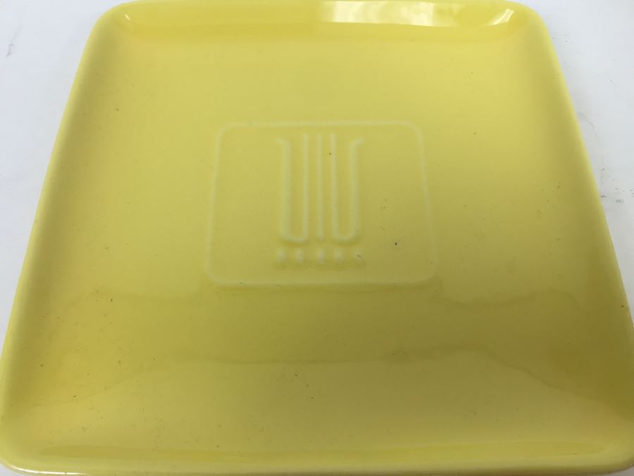 Franciscan Ware Covered Cups With Plate Note Orange Lid Has Minor Chips [Photo 9]