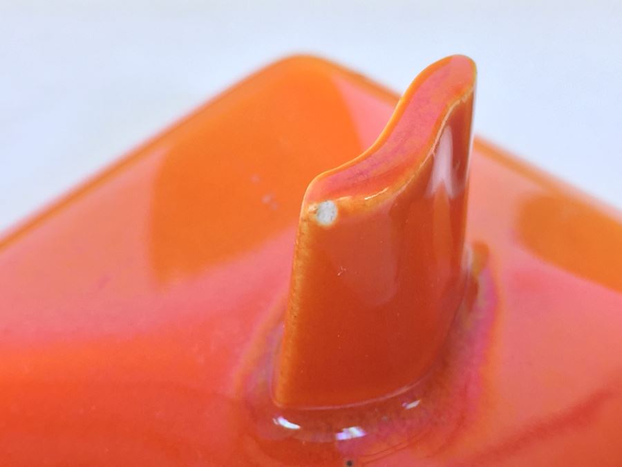 Franciscan Ware Covered Cups With Plate Note Orange Lid Has Minor Chips [Photo 7]