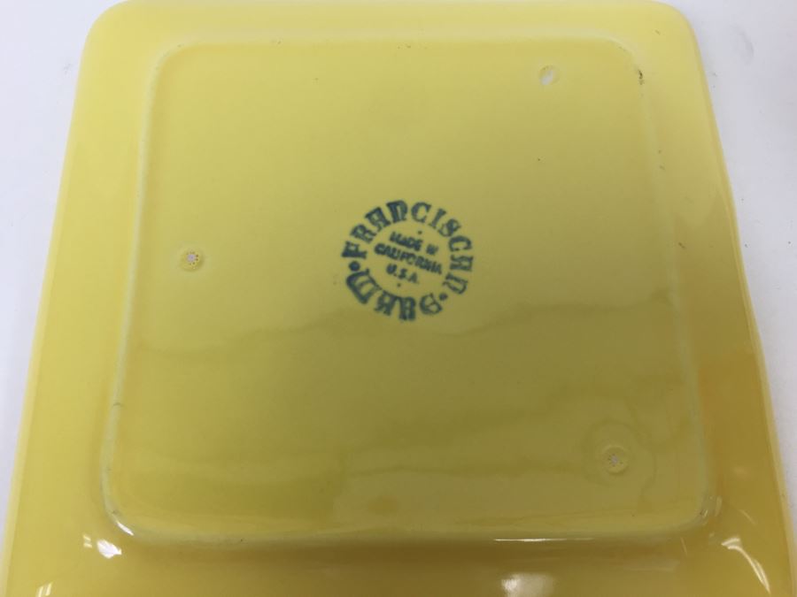 Franciscan Ware Covered Cups With Plate Note Orange Lid Has Minor Chips [Photo 11]