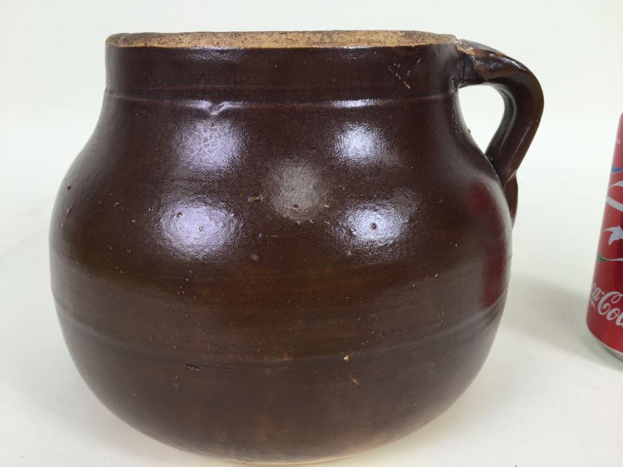 Vintage Handmade Brown Crock Jug With Lid [Photo 4]