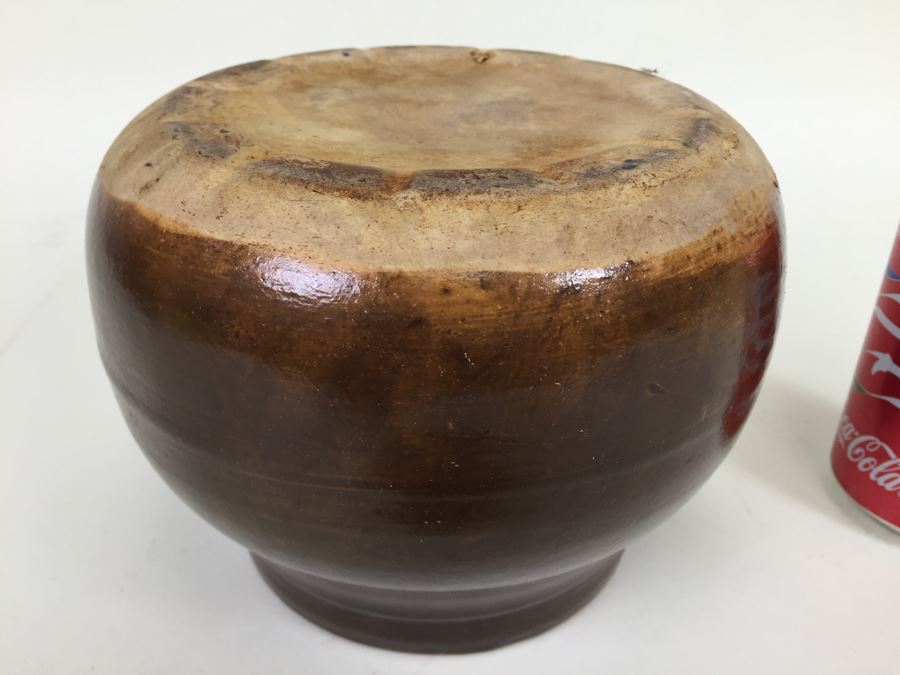 Vintage Handmade Brown Crock Jug With Lid [Photo 3]