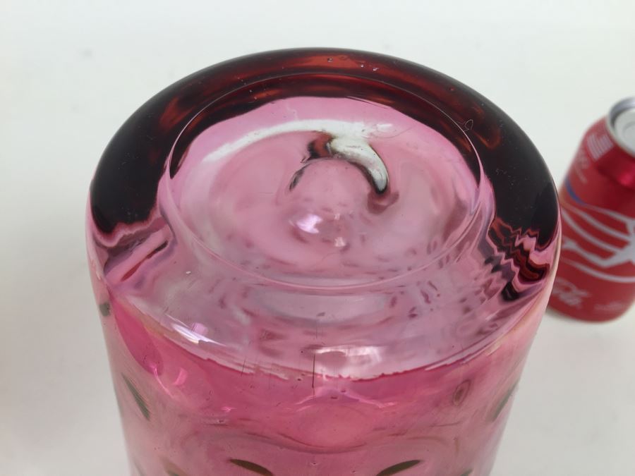 Pair Of Light Cranberry Glass Vases [Photo 6]