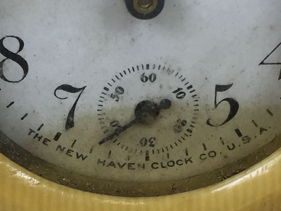 Vintage Celluloid Desk Clock By The New Haven Clock Co [Photo 3]