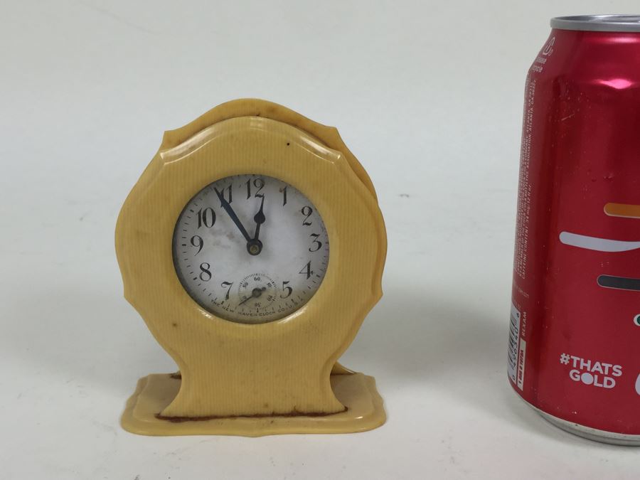 Vintage Celluloid Desk Clock By The New Haven Clock Co [Photo 1]