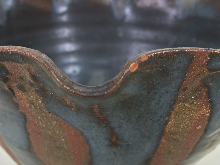 Mid-Century 1968 Flutted Pottery Signed Steve Books Minor Chips On Rim [Photo 10]