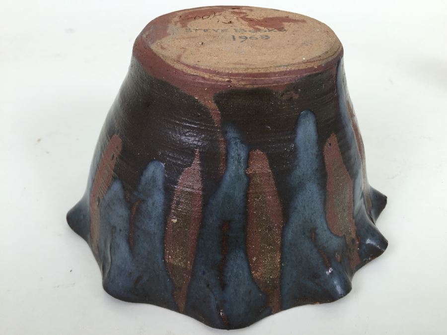 Mid-Century 1968 Flutted Pottery Signed Steve Books Minor Chips On Rim [Photo 15]