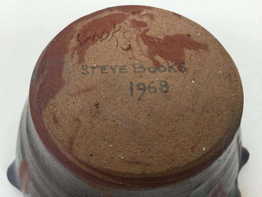 Mid-Century 1968 Flutted Pottery Signed Steve Books Minor Chips On Rim [Photo 17]