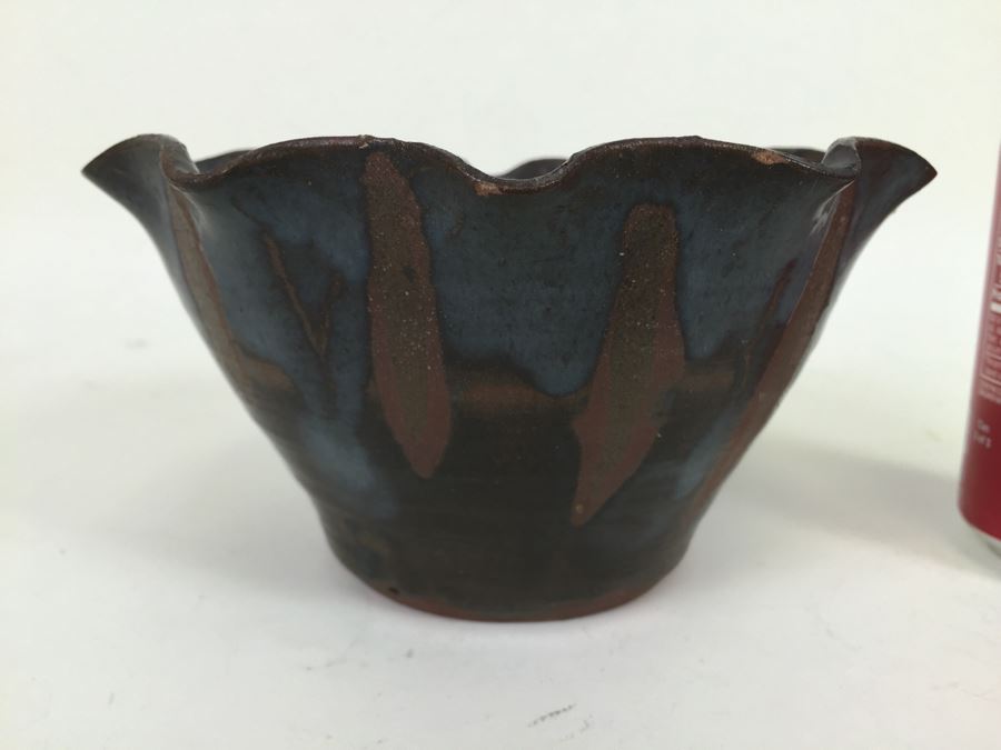 Mid-Century 1968 Flutted Pottery Signed Steve Books Minor Chips On Rim [Photo 5]