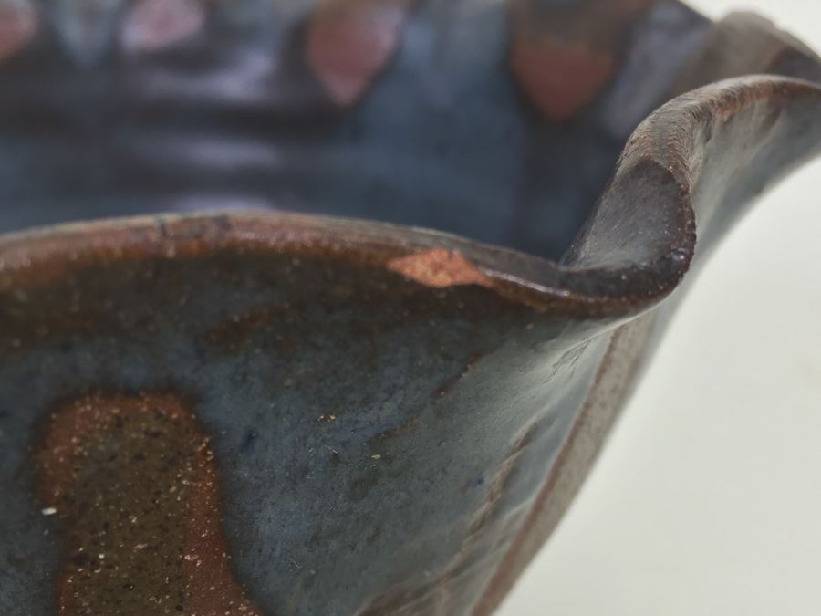 Mid-Century 1968 Flutted Pottery Signed Steve Books Minor Chips On Rim [Photo 7]