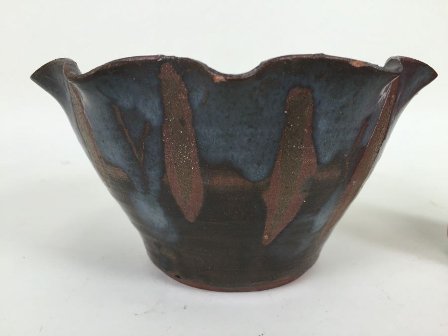 Mid-Century 1968 Flutted Pottery Signed Steve Books Minor Chips On Rim [Photo 4]