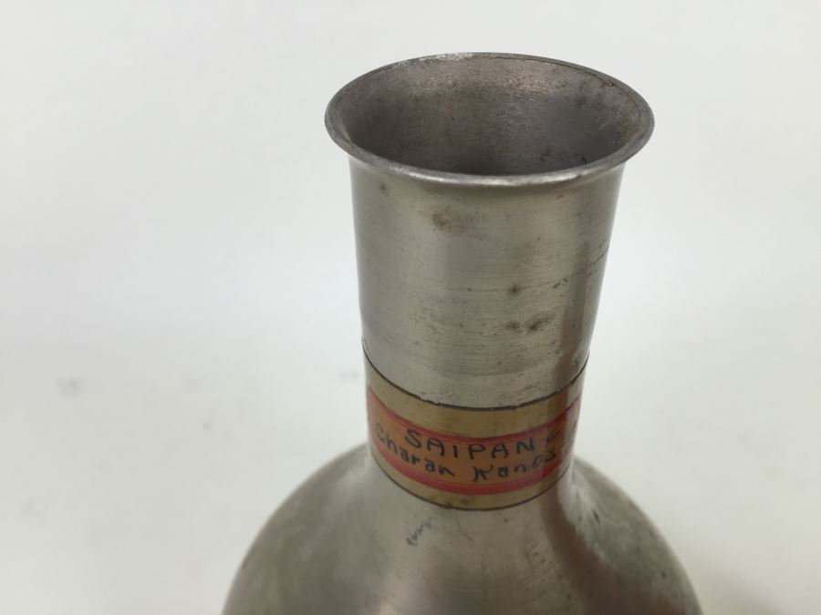 Vintage Metal Vase Labeled Saipan Charan Kanoa 1944 [Photo 4]