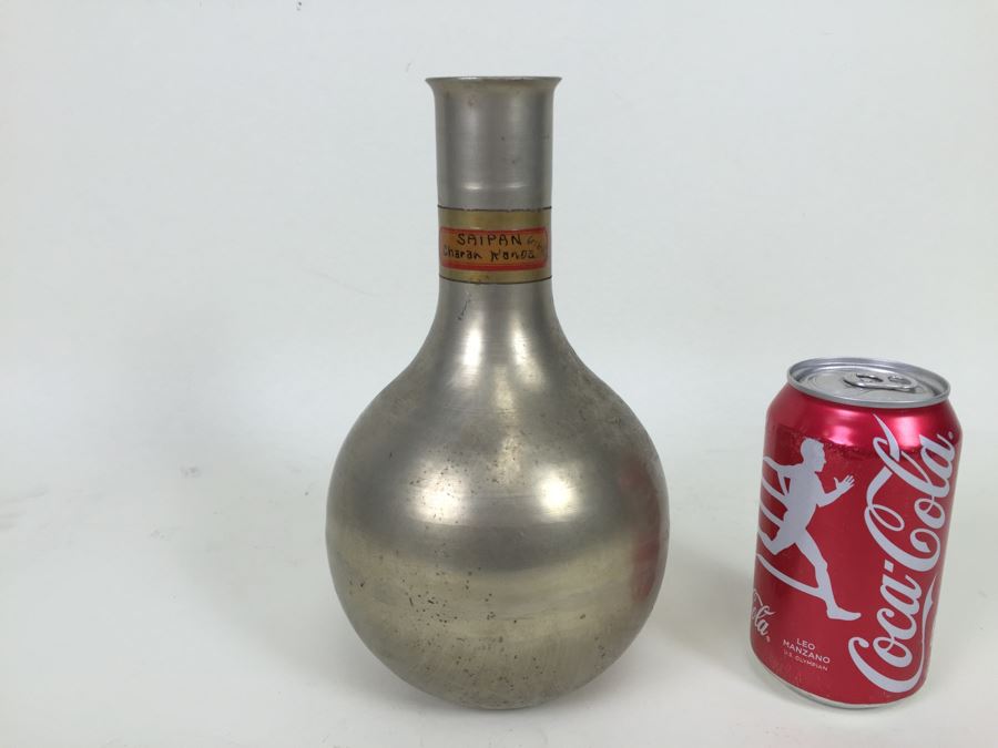Vintage Metal Vase Labeled Saipan Charan Kanoa 1944 [Photo 1]