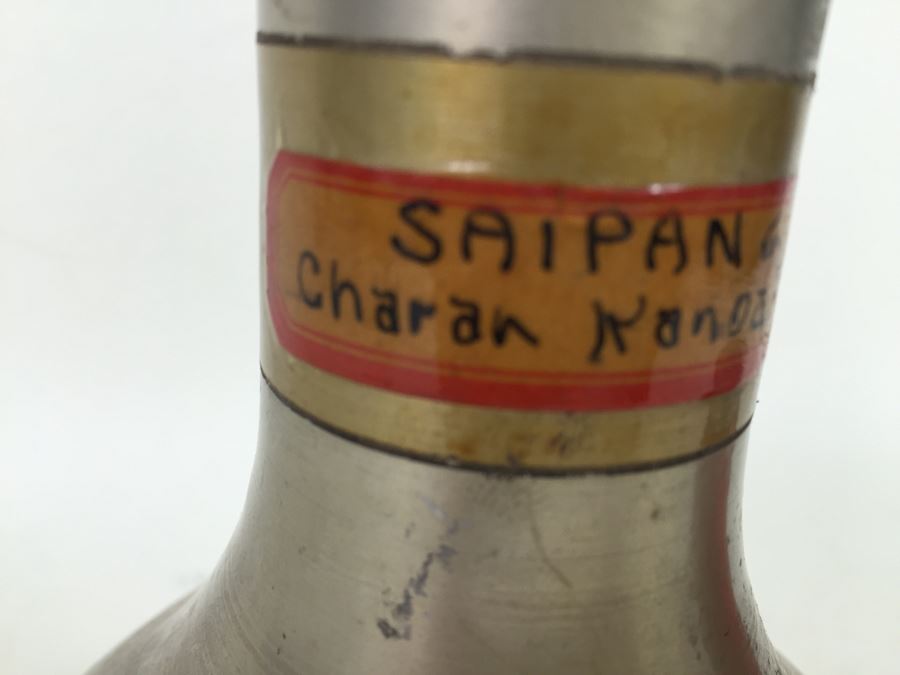 Vintage Metal Vase Labeled Saipan Charan Kanoa 1944 [Photo 5]