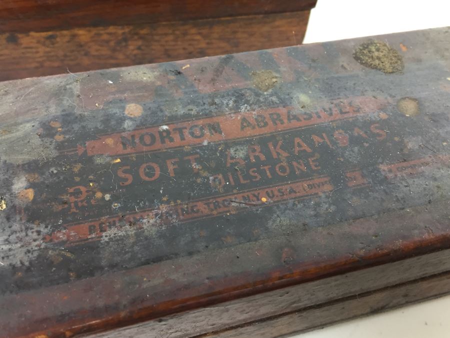 Vintage Lot Of Sharpening Stones With Boxes 2 Are Norton Abrasives [Photo 2]
