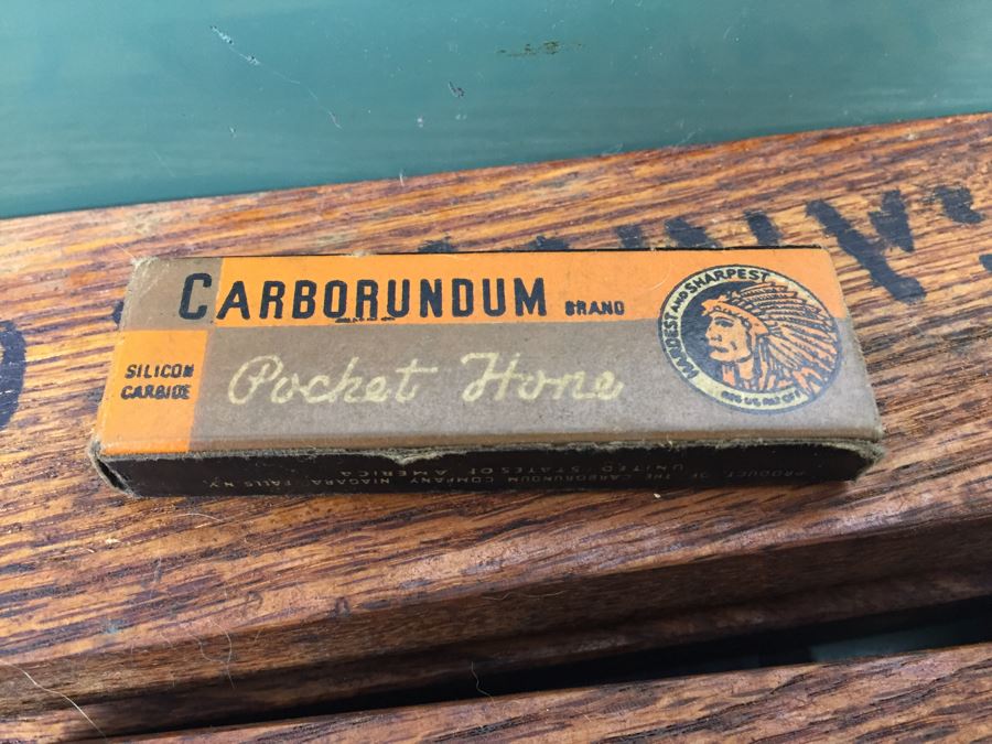 Vintage Metal Tackle Box Filled With Sharpening Stones With Boxes Norton Carborundum Brand Union Utility Chest [Photo 18]