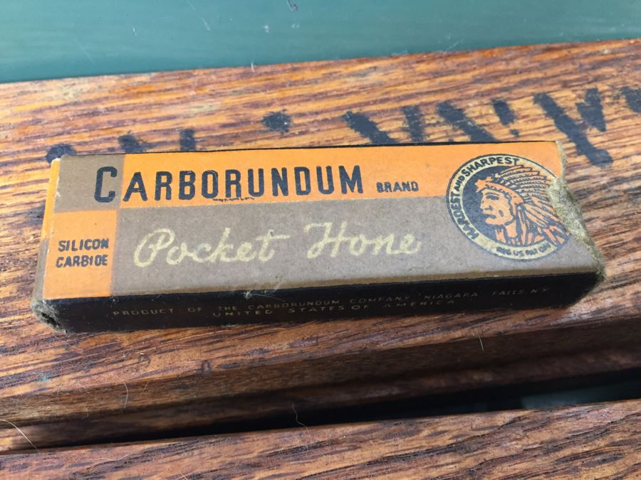 Vintage Metal Tackle Box Filled With Sharpening Stones With Boxes Norton Carborundum Brand Union Utility Chest [Photo 4]