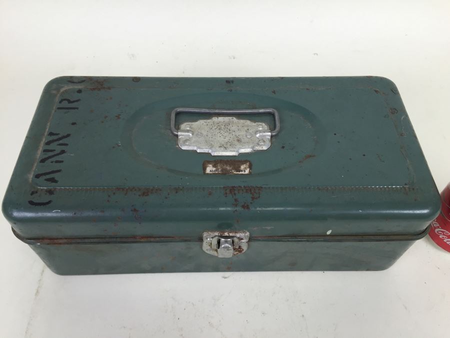 Vintage Metal Tackle Box Filled With Sharpening Stones With Boxes Norton Carborundum Brand Union Utility Chest [Photo 7]