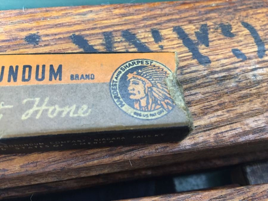 Vintage Metal Tackle Box Filled With Sharpening Stones With Boxes Norton Carborundum Brand Union Utility Chest [Photo 17]