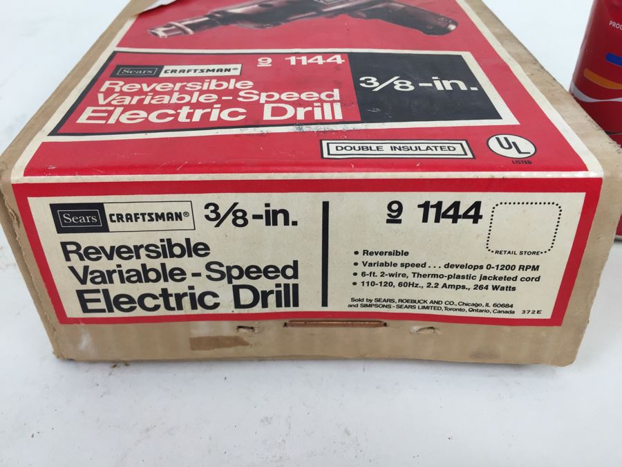 Sears Craftsman Reversible Variable-Speed Electric Drill In Box With Drill Bits Model 9 1144 [Photo 4]