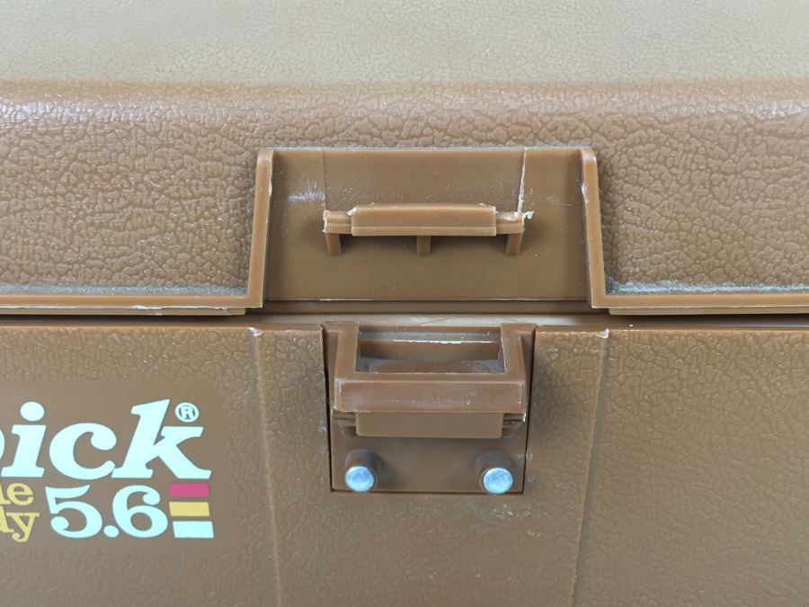 Fenwick Wide Body Tackle Box With Fishing Equipment And Vintage Marble's Knife [Photo 5]