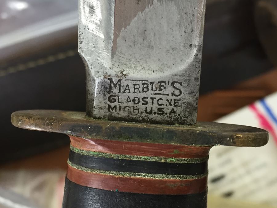 Fenwick Wide Body Tackle Box With Fishing Equipment And Vintage Marble's Knife [Photo 16]