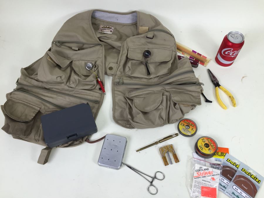 Tons Of Fly Fishing Flies With Gear And Cabela's XL Fishing Vest [Photo 1]