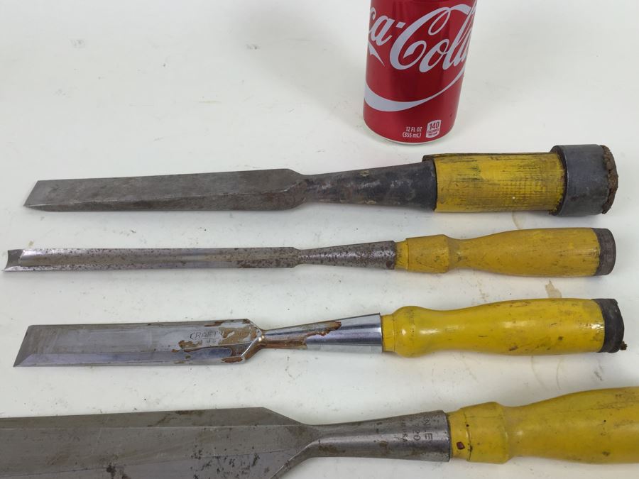 Lot Of Woodworking Wood Carving Hand Chisel Tools Greenlee Stanley Craftsman [Photo 10]