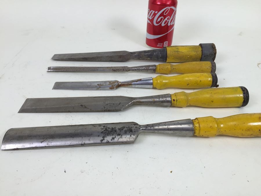 Lot Of Woodworking Wood Carving Hand Chisel Tools Greenlee Stanley Craftsman [Photo 11]