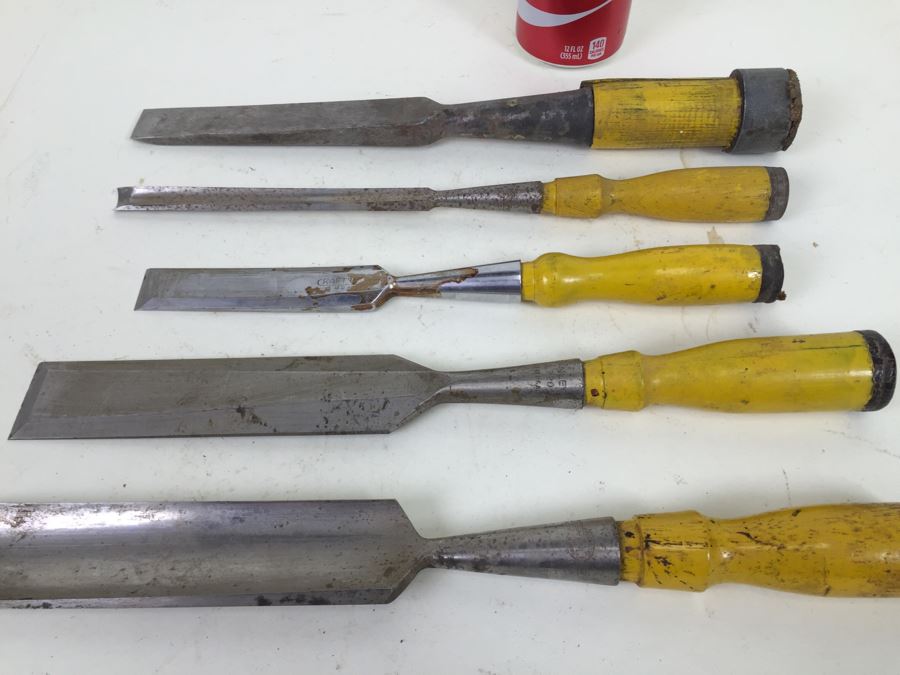 Lot Of Woodworking Wood Carving Hand Chisel Tools Greenlee Stanley Craftsman [Photo 2]