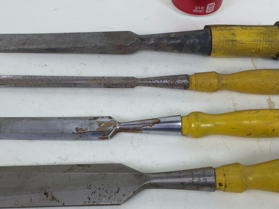 Lot Of Woodworking Wood Carving Hand Chisel Tools Greenlee Stanley Craftsman [Photo 7]