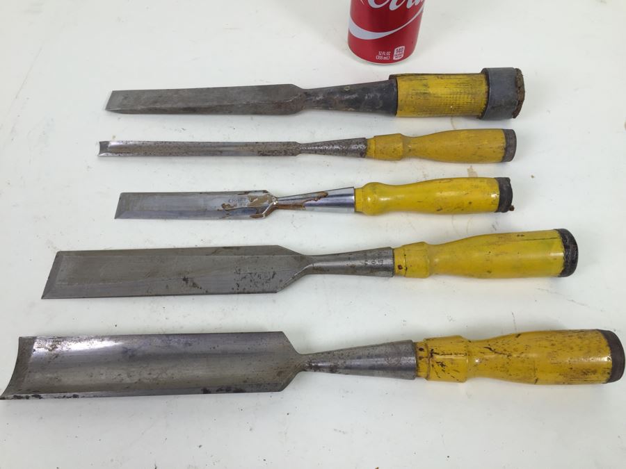 Lot Of Woodworking Wood Carving Hand Chisel Tools Greenlee Stanley Craftsman [Photo 4]