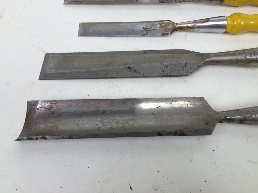 Lot Of Woodworking Wood Carving Hand Chisel Tools Greenlee Stanley Craftsman [Photo 5]