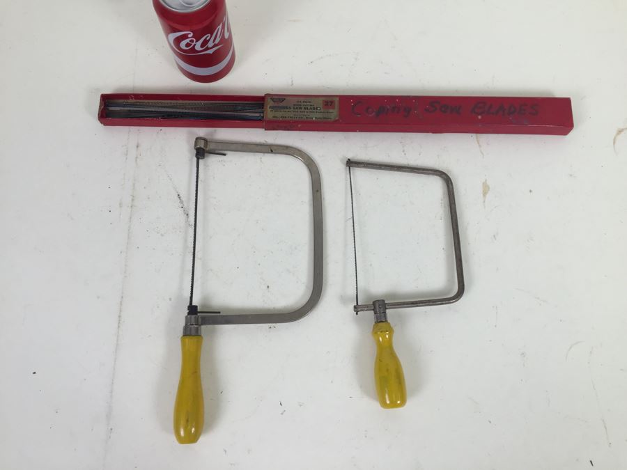 Pair Of Vintage Coping Saws With Miller Falls Tools Coping Saw Blades [Photo 1]