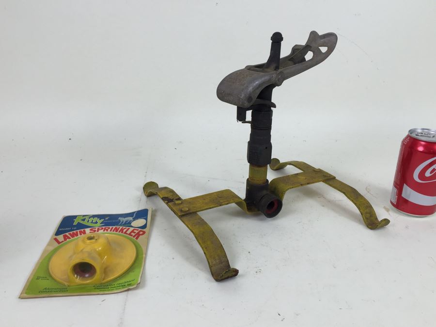 Vintage Buckner Lawn Sprinkler No. 511 With Stand And New Kitty Lawn Sprinkler Model 10 [Photo 1]