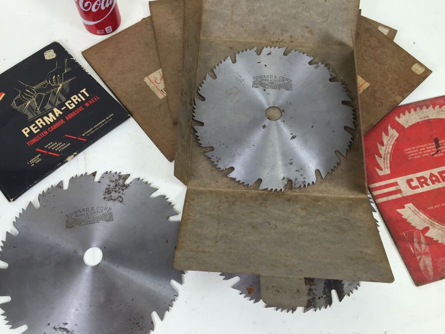 Lot Of 10' Rotary Saw Blades (9) Edward E. Conn Saws & Knives Rotary Blades + (1) Craftsman Blade + Skil Perma-Grit Abrasive Wheel [Photo 3]
