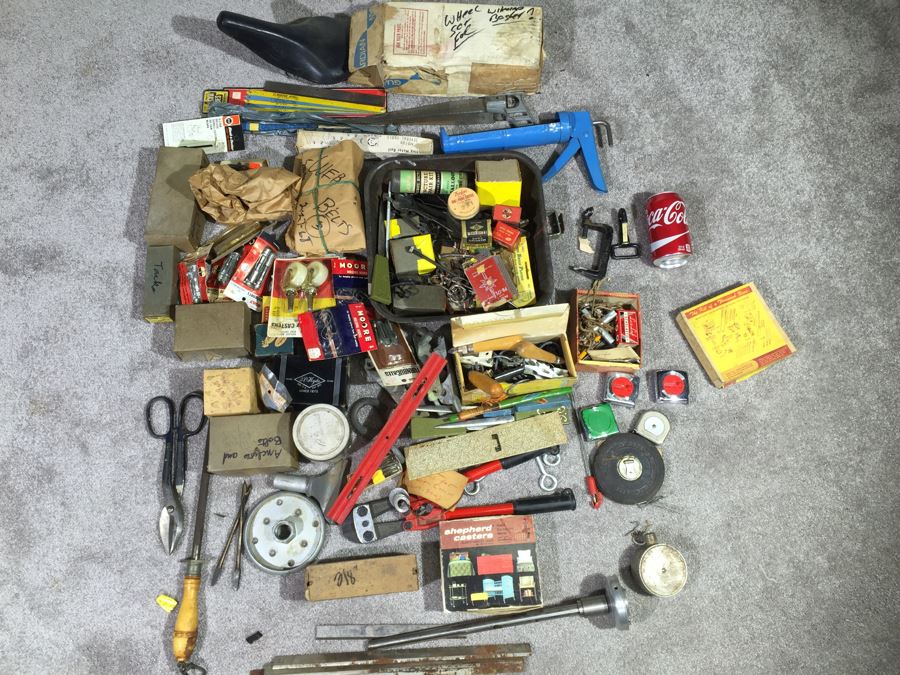 Huge Lot Of Various Tools And Hardware Plus Vintage Bike Seat